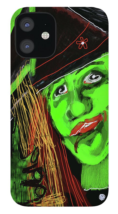 Green Witch with a Broom - Phone Case