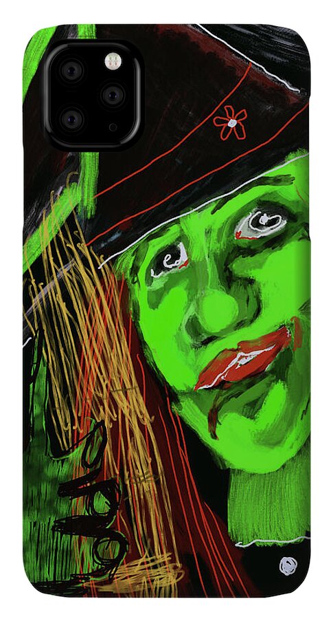 Green Witch with a Broom - Phone Case