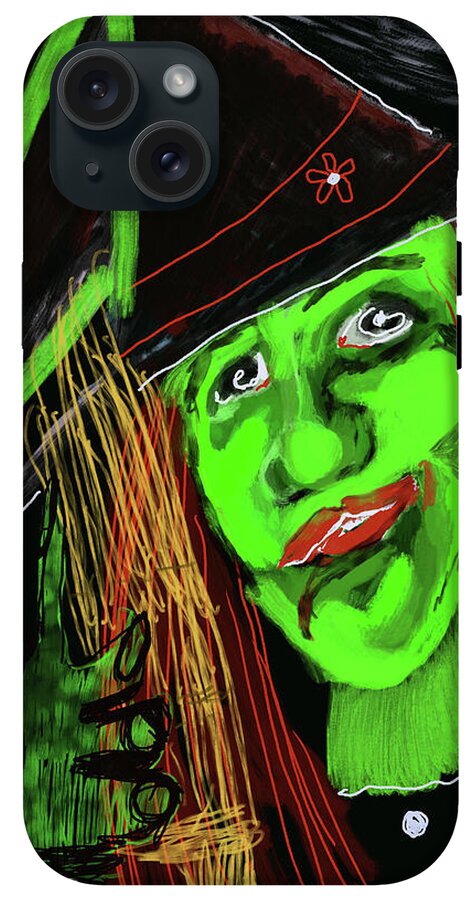 Green Witch with a Broom - Phone Case