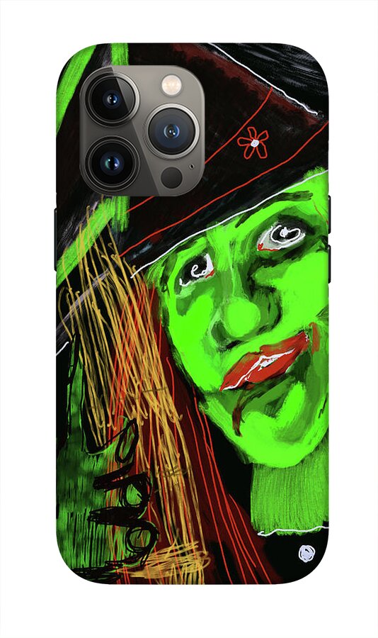 Green Witch with a Broom - Phone Case