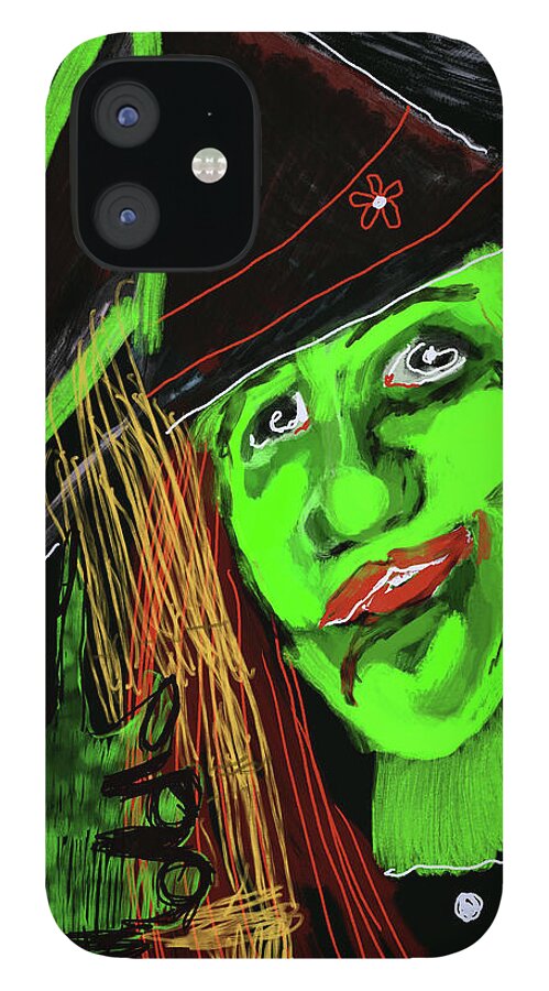 Green Witch with a Broom - Phone Case