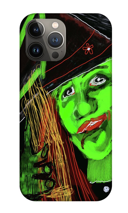 Green Witch with a Broom - Phone Case