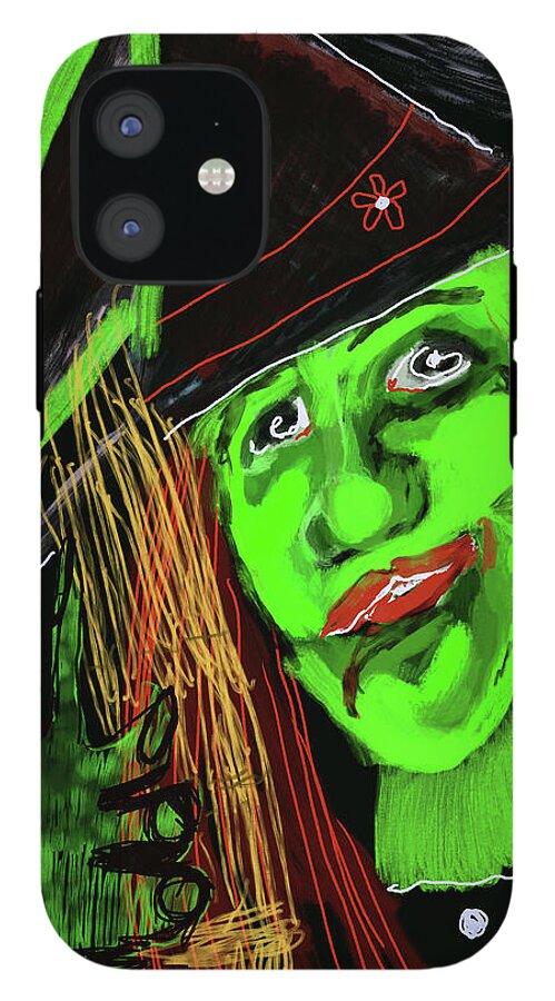 Green Witch with a Broom - Phone Case