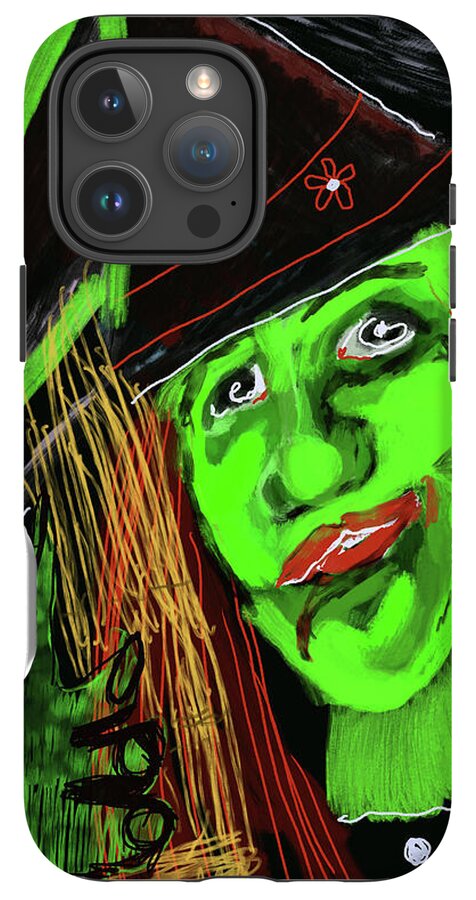 Green Witch with a Broom - Phone Case