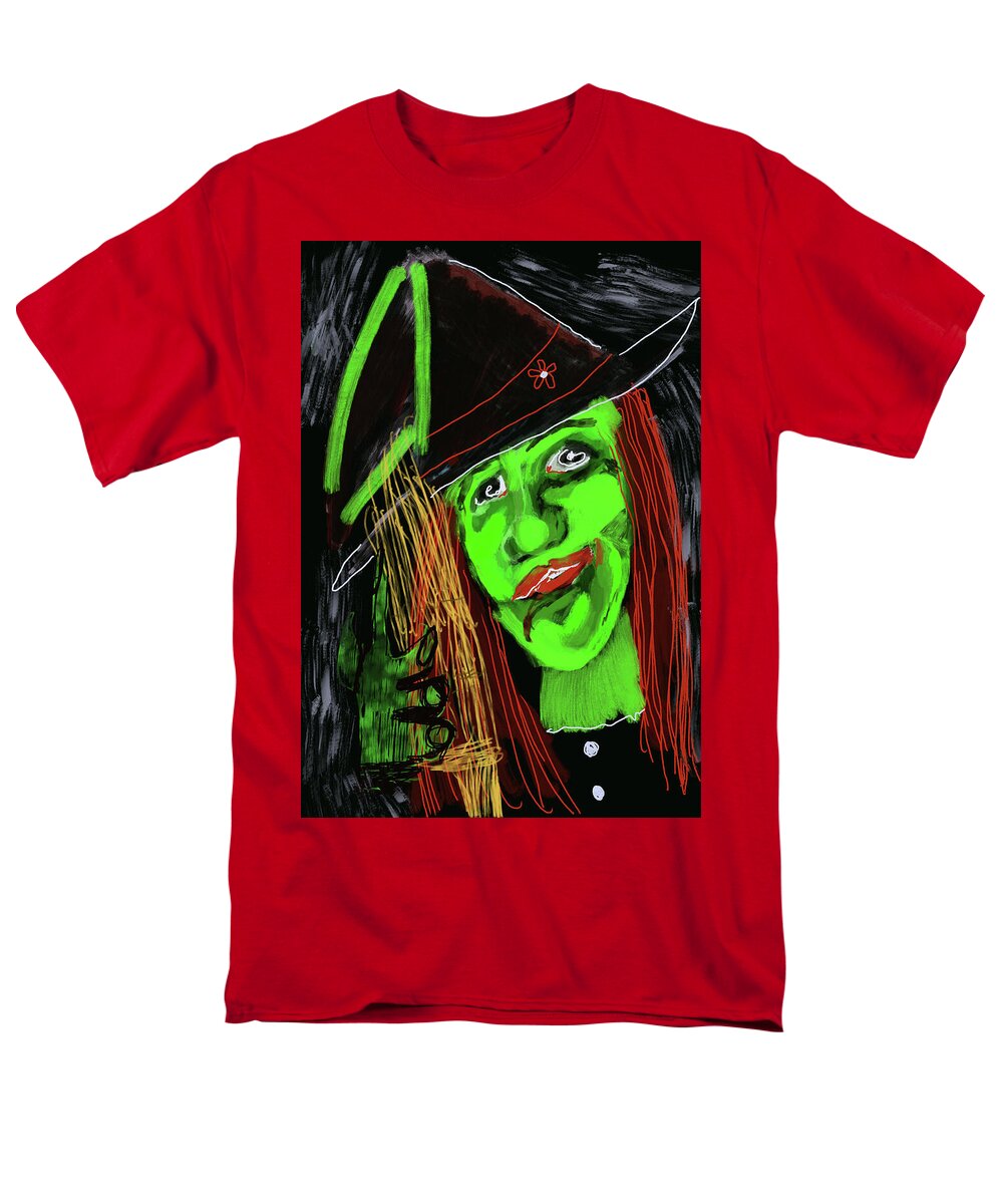 Green Witch with a Broom - Men's T-Shirt (Regular Fit)
