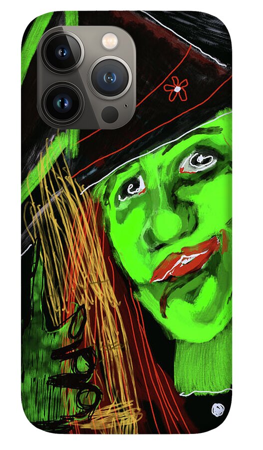 Green Witch with a Broom - Phone Case