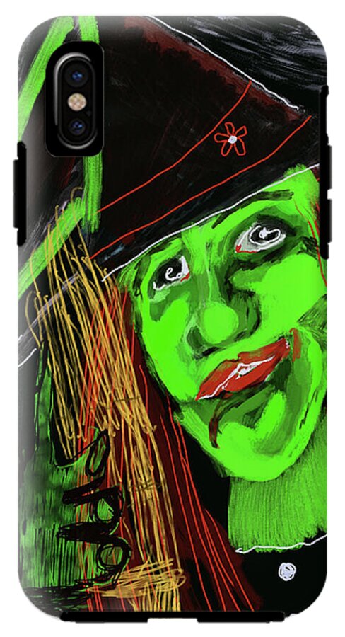 Green Witch with a Broom - Phone Case