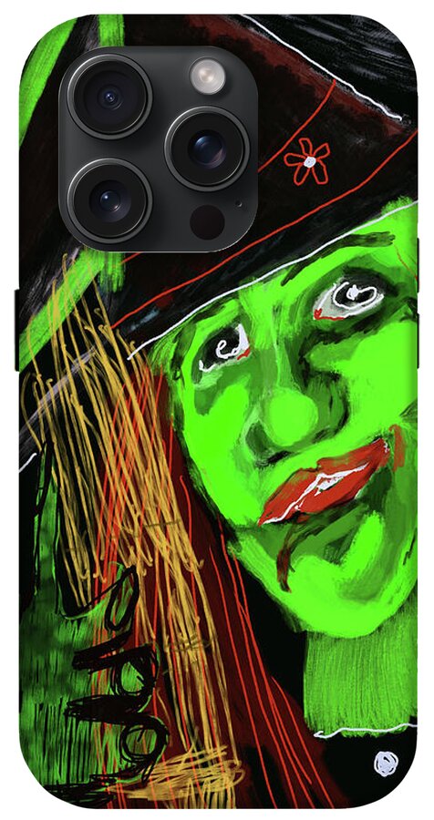 Green Witch with a Broom - Phone Case
