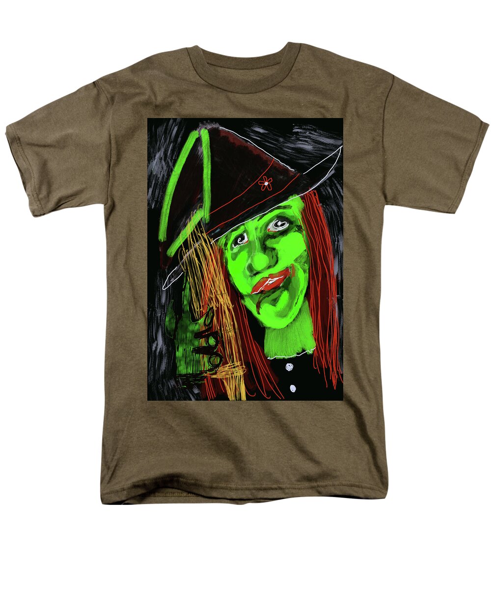 Green Witch with a Broom - Men's T-Shirt (Regular Fit)