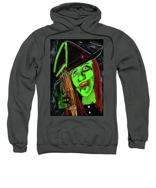 Green Witch with a Broom - Sweatshirt