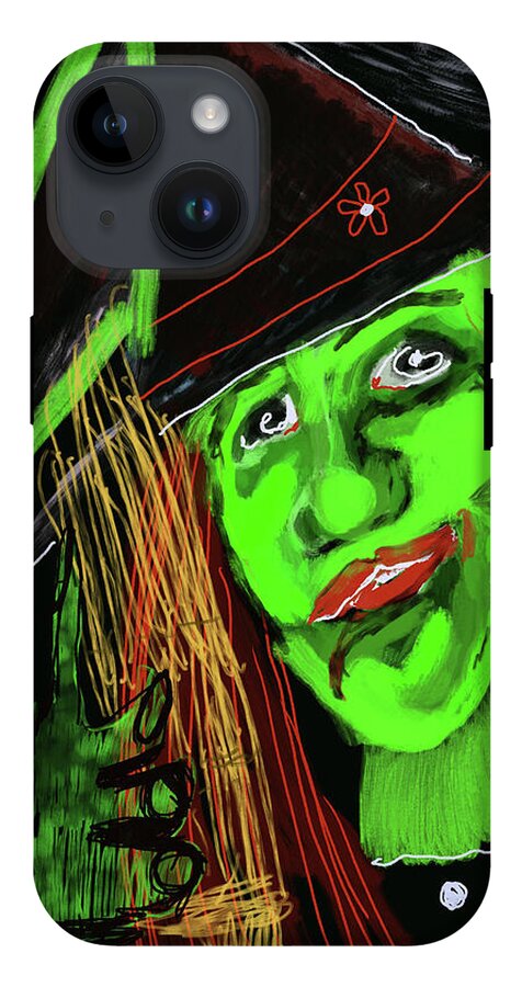 Green Witch with a Broom - Phone Case