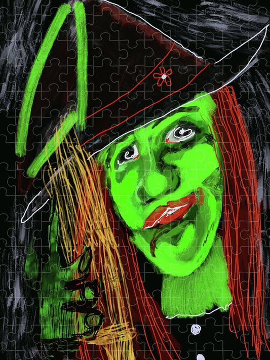 Green Witch with a Broom - Puzzle