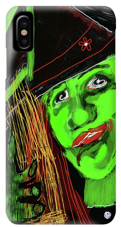 Green Witch with a Broom - Phone Case