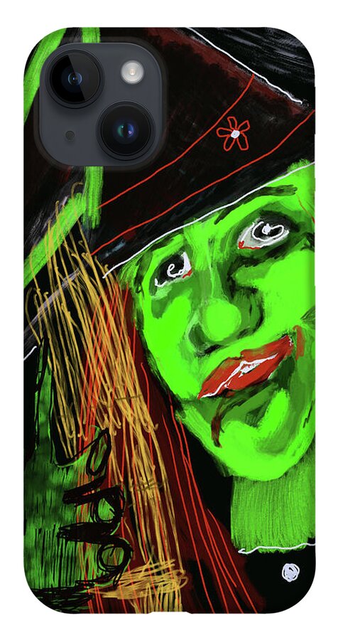 Green Witch with a Broom - Phone Case