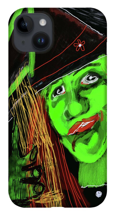 Green Witch with a Broom - Phone Case