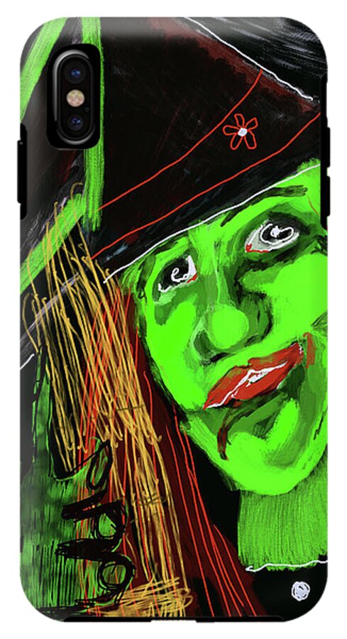 Green Witch with a Broom - Phone Case