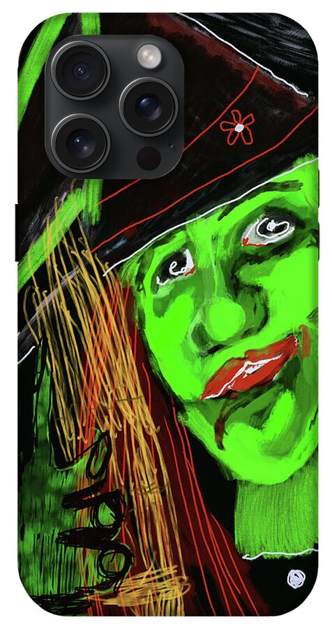 Green Witch with a Broom - Phone Case
