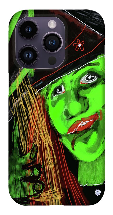 Green Witch with a Broom - Phone Case