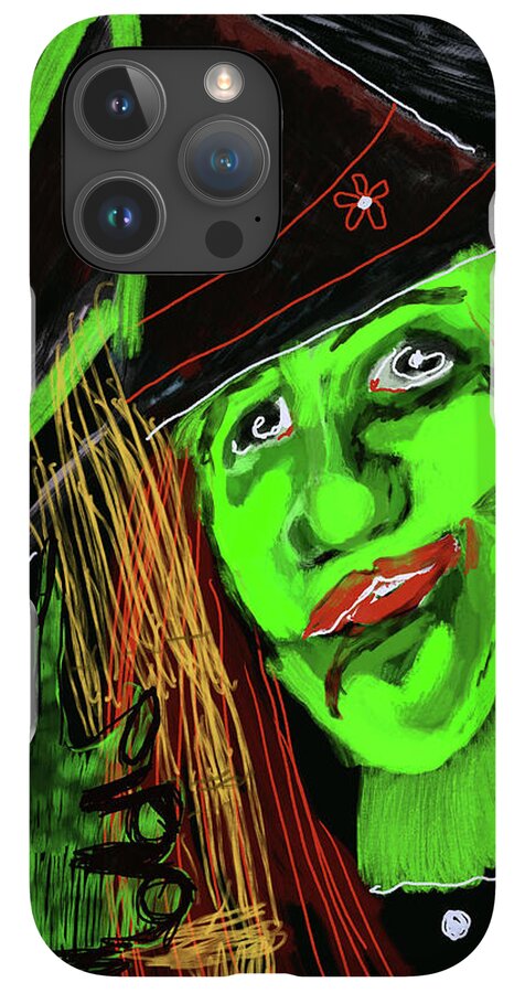 Green Witch with a Broom - Phone Case