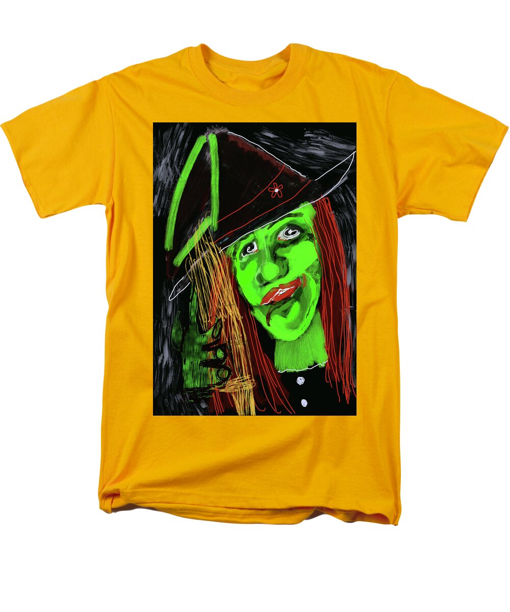 Green Witch with a Broom - Men's T-Shirt (Regular Fit)