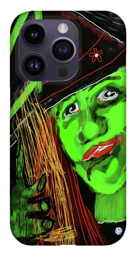 Green Witch with a Broom - Phone Case