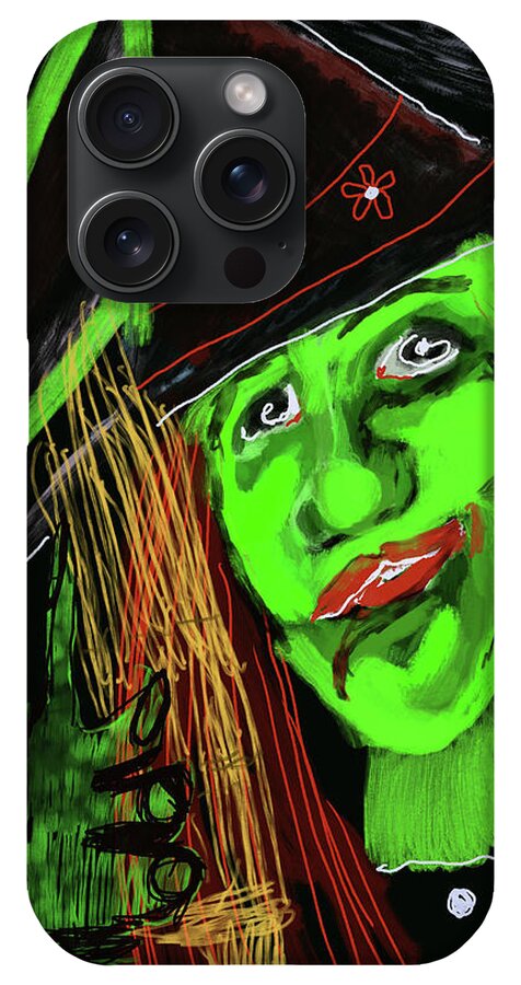 Green Witch with a Broom - Phone Case