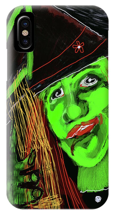 Green Witch with a Broom - Phone Case