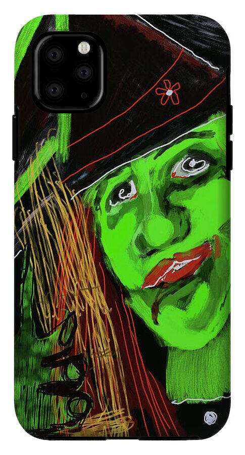 Green Witch with a Broom - Phone Case
