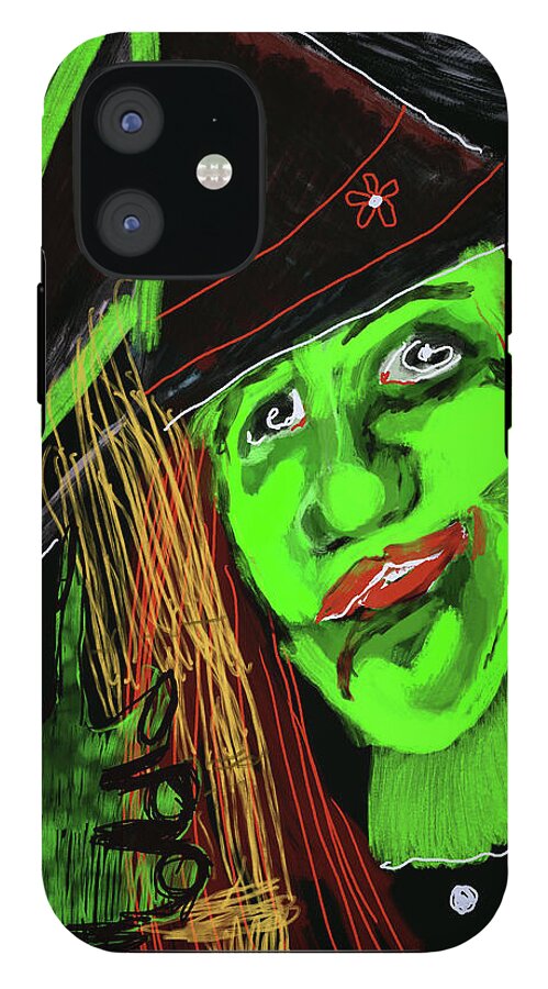 Green Witch with a Broom - Phone Case
