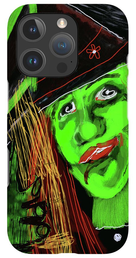 Green Witch with a Broom - Phone Case