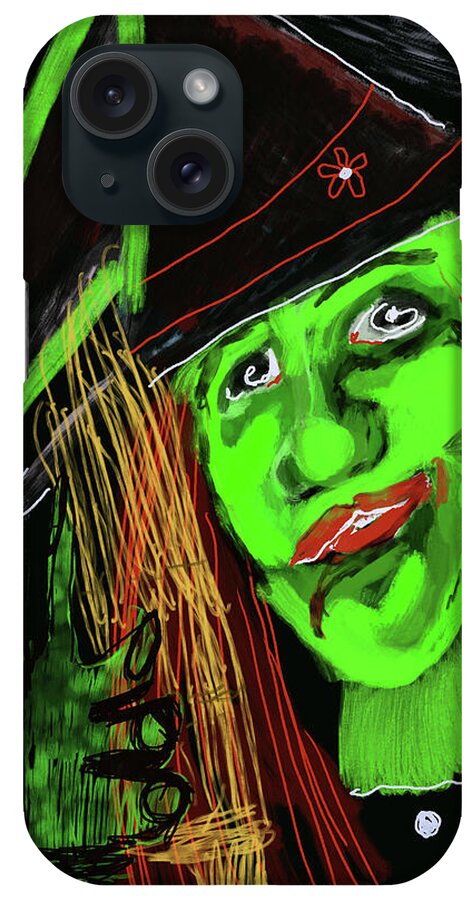 Green Witch with a Broom - Phone Case
