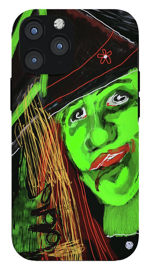 Green Witch with a Broom - Phone Case