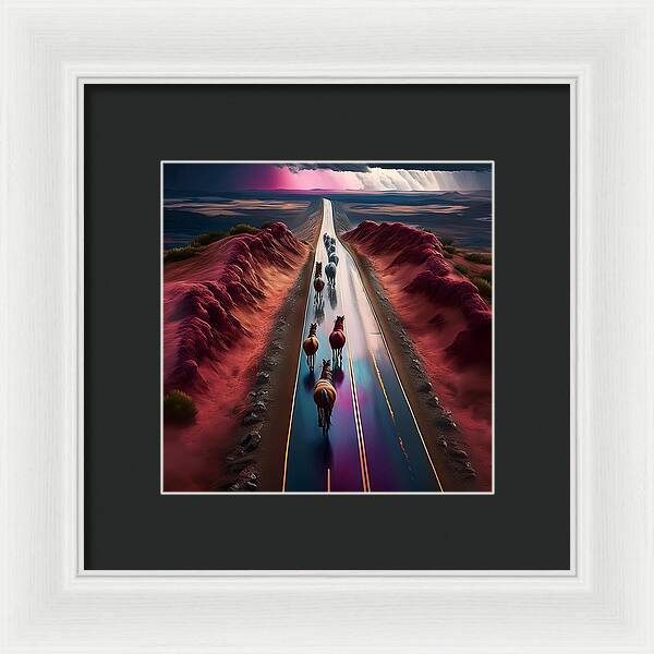 Horses In The Rain - Framed Print