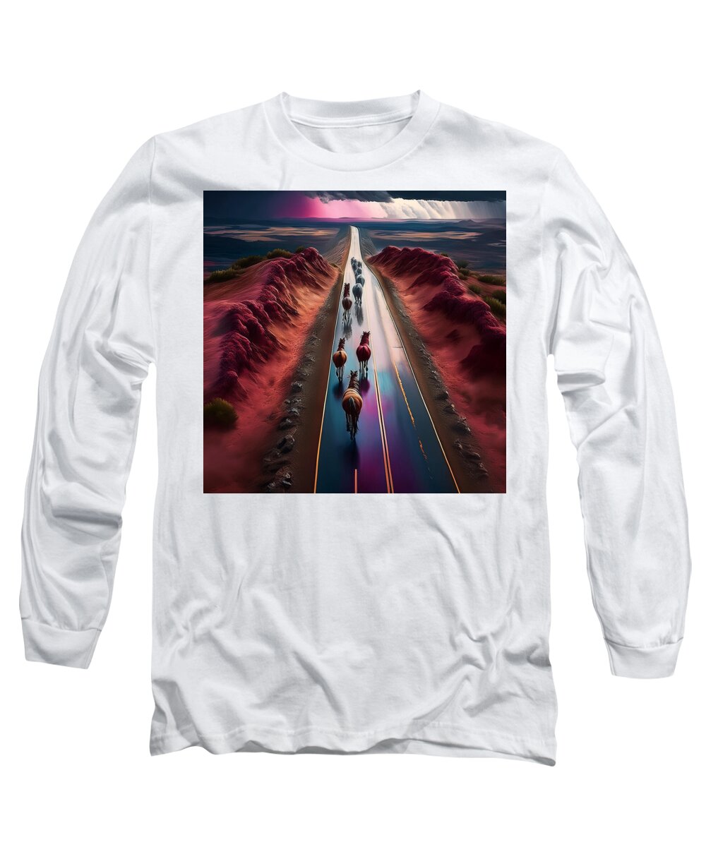 Horses In The Rain - Long Sleeve T-Shirt