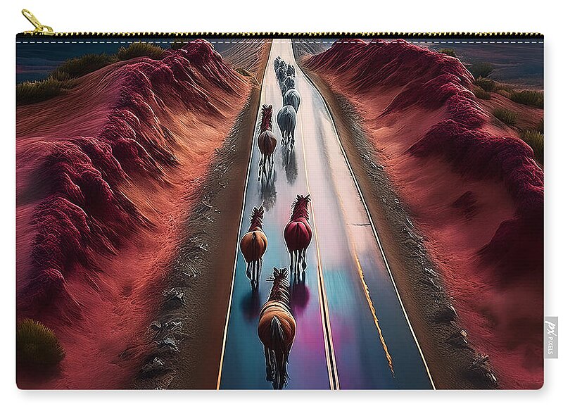 Horses In The Rain - Zip Pouch
