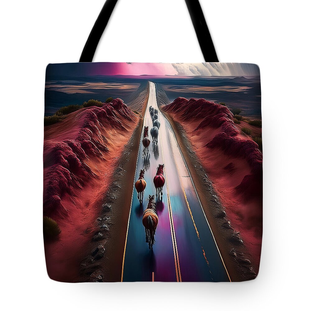 Horses In The Rain - Tote Bag