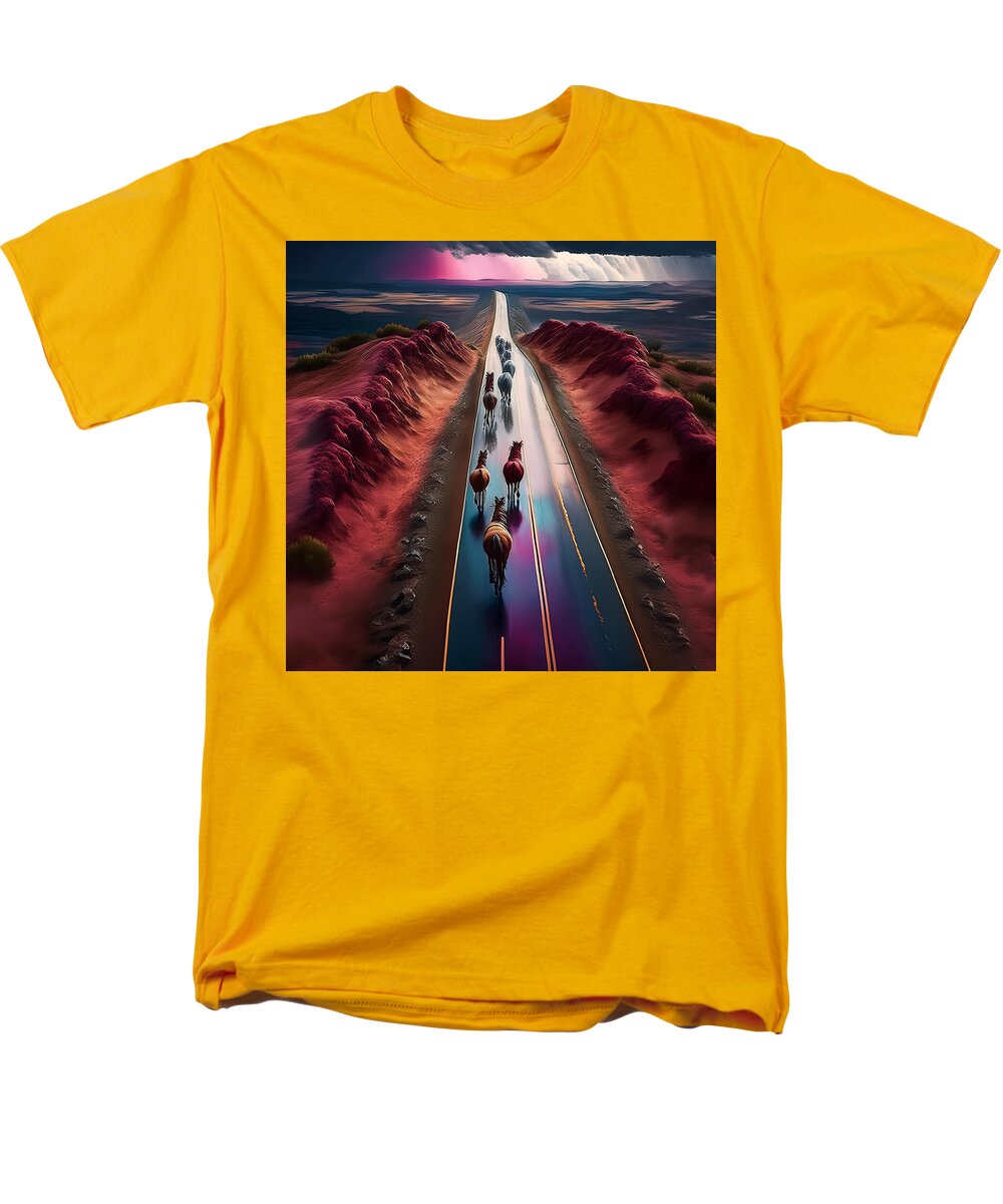 Horses In The Rain - Men's T-Shirt (Regular Fit)