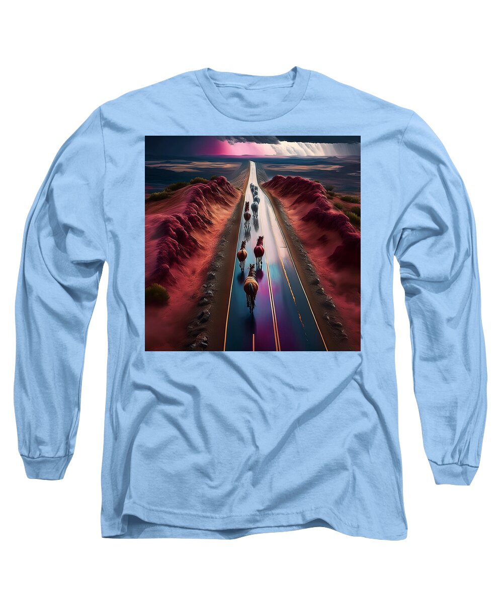 Horses In The Rain - Long Sleeve T-Shirt