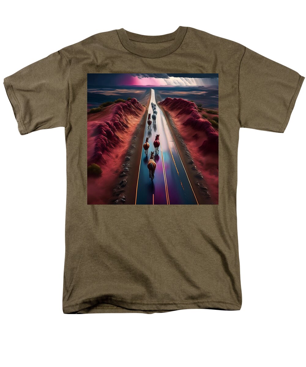 Horses In The Rain - Men's T-Shirt (Regular Fit)