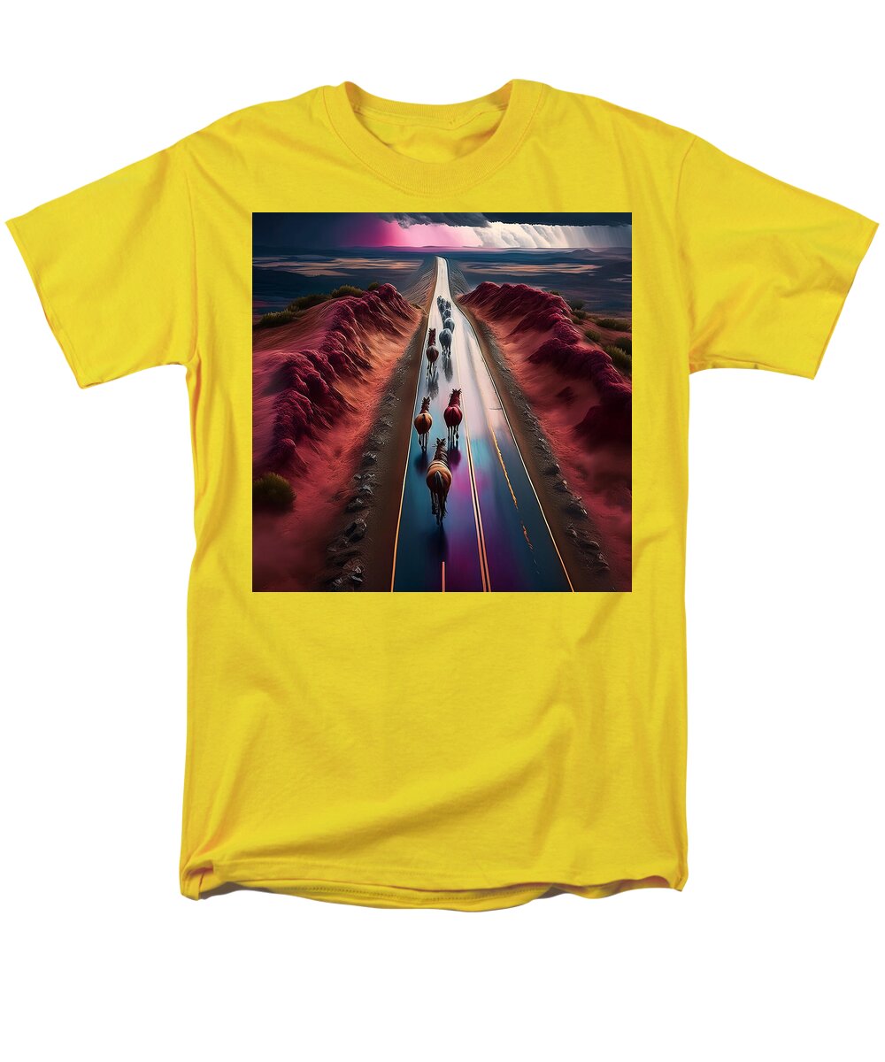 Horses In The Rain - Men's T-Shirt (Regular Fit)