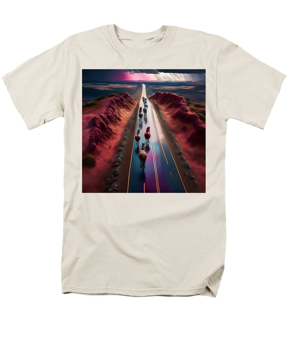 Horses In The Rain - Men's T-Shirt (Regular Fit)
