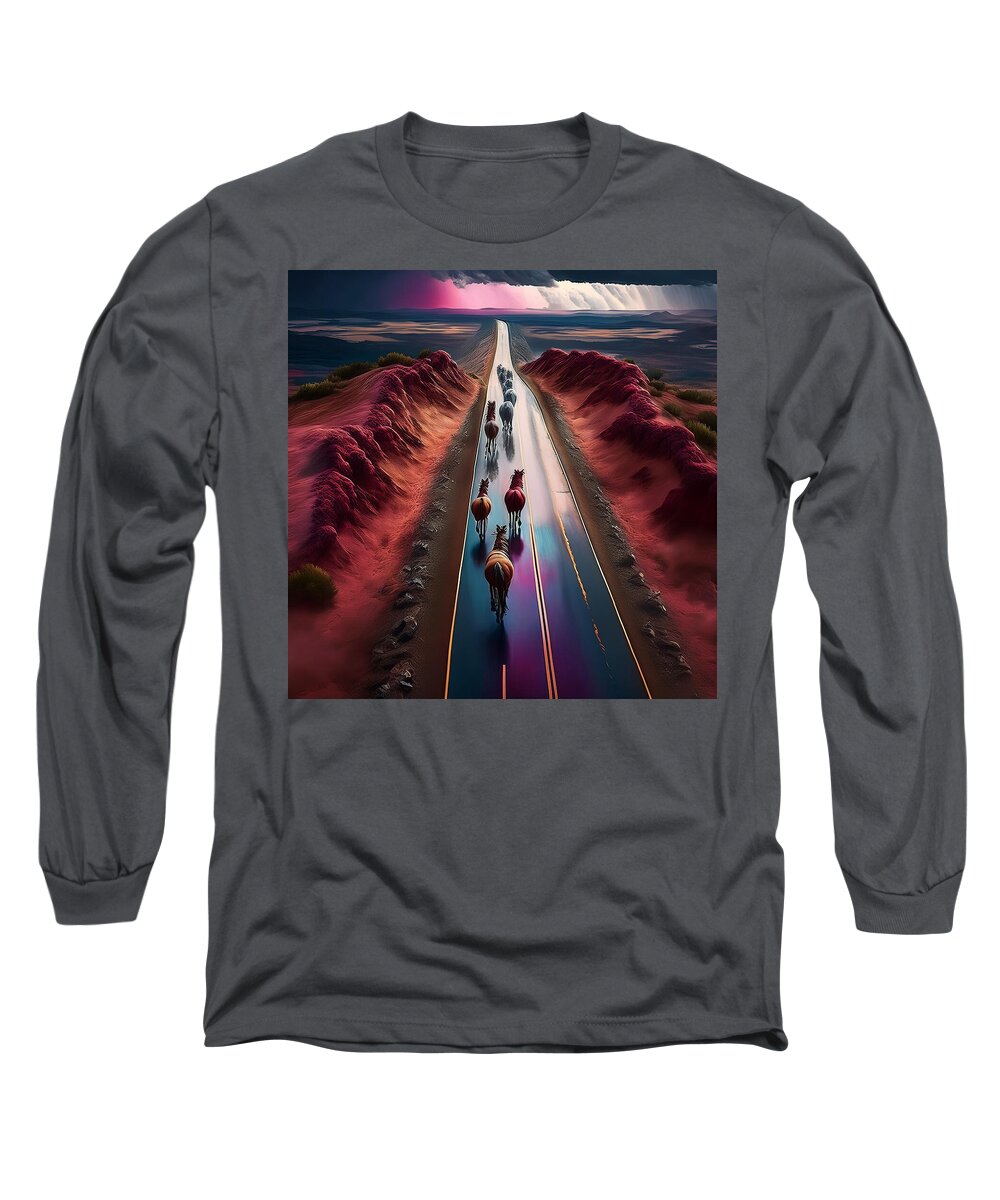 Horses In The Rain - Long Sleeve T-Shirt