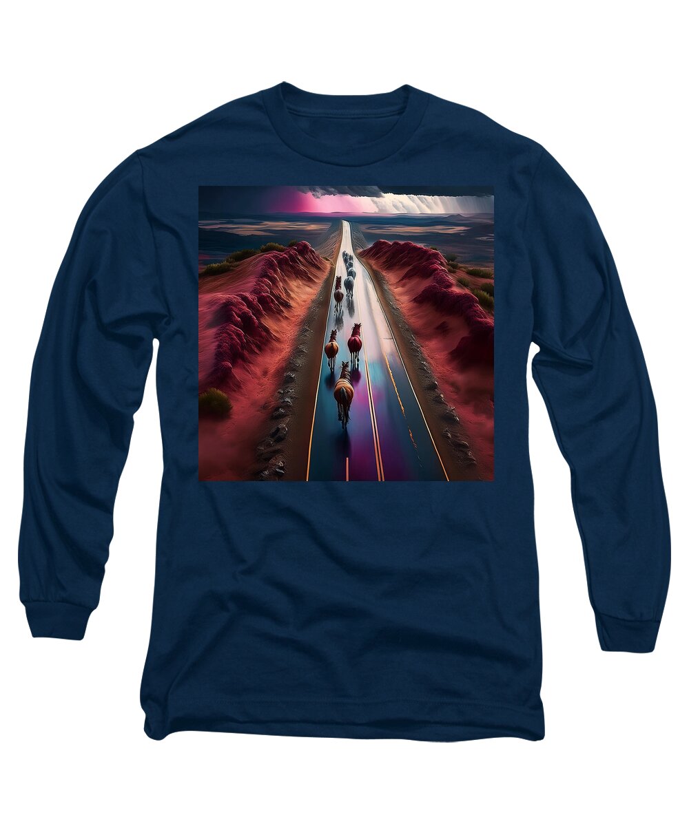 Horses In The Rain - Long Sleeve T-Shirt