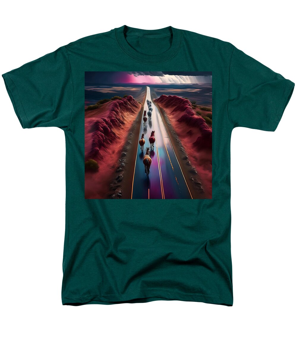 Horses In The Rain - Men's T-Shirt (Regular Fit)