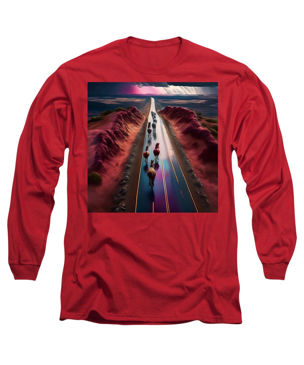 Horses In The Rain - Long Sleeve T-Shirt