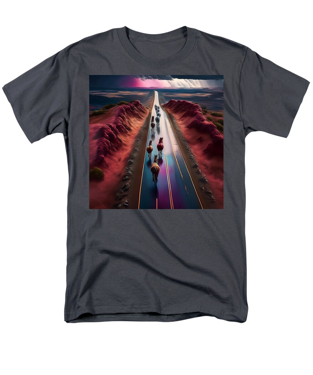 Horses In The Rain - Men's T-Shirt (Regular Fit)