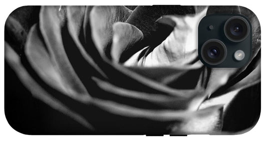 Large Black and White Rose - Phone Case