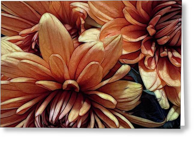 October Flowers 8 Vibrant Orange Flowers Close-Up - Greeting Card