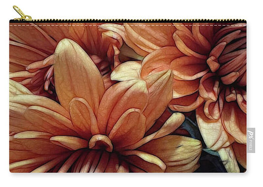 October Flowers 8 Vibrant Orange Flowers Close-Up - Zip Pouch