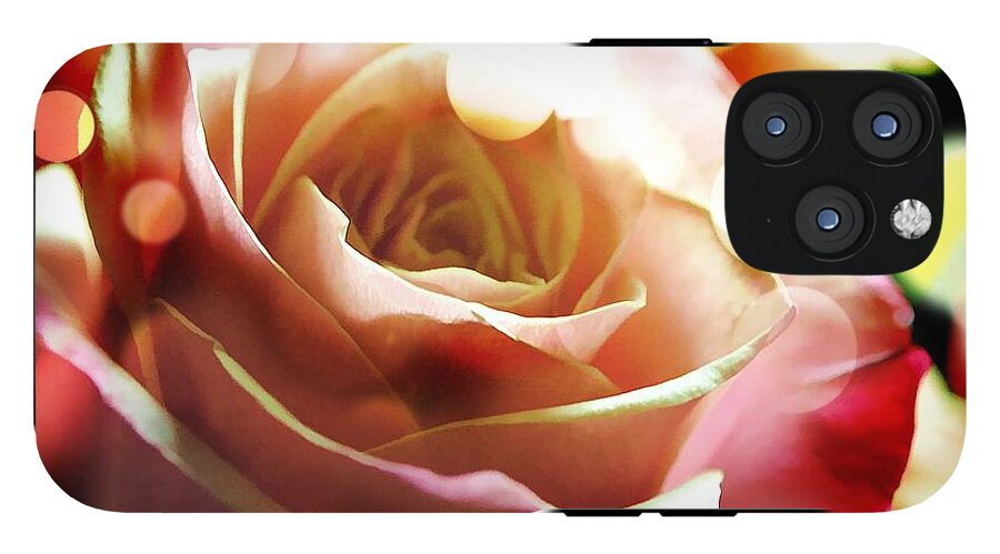 Pink Rose in Sparkling Lights - Phone Case
